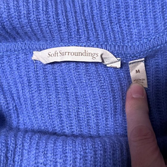 Soft Surroundings Cowl Turtleneck Knit Sweater Medium 100% Cashmere Blue - Picture 8 of 9